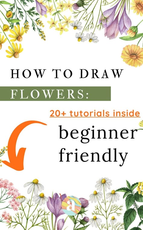 How to draw flowers step by step for beginners | how to draw flowers watercolor pencil | how to draw flowers realistic easy sketches #howtodraw #howtodrawflowers #artisthue Drawing Wildflowers Step By Step, How To Draw Flowers For Beginners Easy, How To Draw Realistic Flowers Step By Step, Flower Sketches Watercolor, Flower Illustration Tutorial, How To Paint Simple Flowers Step By Step, How To Draw Different Types Of Flowers, How To Draw Botanicals Step By Step, How To Draw Wildflowers Step By Step