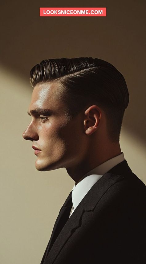 Elevate your formal attire with a modern textured pompadour. This hairstyle adds volume and style by sweeping the hair upwards and back, creating a bold yet polished look. It’s ideal for adding a contemporary twist to traditional formalwear. Formal Hairstyles For Men, Formal Hairstyles Men, Side Part Pompadour, Formal Hairstyle, Pompadour Men, Mens Haircuts Short Hair, Men's Facial Hair, Pompadour Hairstyle, Mens Facial Hair Styles