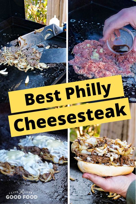 Philly Cheese Steak On Blackstone Grill, Philly Cheesesteaks Recipes, Philly Cheese Steak For A Party, Philly Steak And Cheese Sandwiches, Philly Cheesesteak Blackstone Griddle, Griddle Recipes Blackstone Philly Cheesesteak, Philly Cheese Steak Blackstone Griddle Recipe, Traditional Philly Cheese Steak, Philly Cheesesteak On The Blackstone