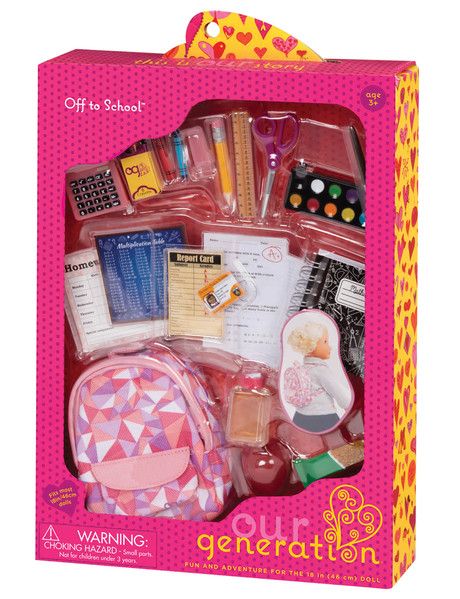 Our Generation Off to School Accessory Set - Dolls & Accessories Our Generation Doll Accessories, My Life Doll Accessories, Muñeca Baby Alive, American Girl Doll Sets, Off To School, Куклы American Girl, American Girl Accessories, Barbie Doll Set, American Girl Doll Accessories