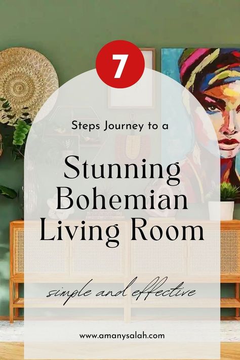 Embark on a magical journey to transform your living space with Bohemian interior design. In this 7-step guide, discover the secrets to crafting a stunning boho living room that exudes charm and creativity. Each step unveils essential elements and practical tips, empowering you to create a space reflecting Bohemian style's free-spirited and artistic essence. Bohemian Theme Living Room, Boho Home Ideas Living Room, Boho Creative Space, French Bohemian Decor Living Room, Relaxing Living Room Ideas Bohemian, Bohemian Furniture Diy, Boho Hippy Living Room, Boho Color Living Room, Boho House Interior Design