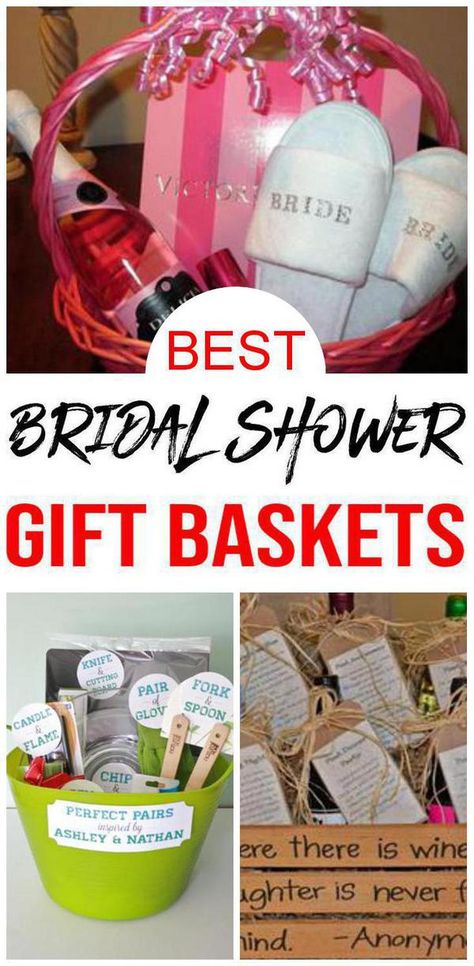 Bridal shower gift baskets! Easy and unique bridal shower gift basket ideas. From spa to baking to cooking to cleaning to wine and more. The best gift ideas that any future bride and groom will love. BEST Bridal Gift Baskets! DIY Bridal Gift Basket Ideas - For Bride and Groom - Couples - Creative - Unique - Cheap - Kitchen - Alcohol- Cleaning Supplies - Honeymoon! Get the best bridal gift basket ideas now! #weddinggifts #weddingbaskets Wedding Shower Gifts Basket, Bridal Shower Gift Basket, Couples Shower Gifts, Bride Gift Basket, Bridal Gift Baskets, Bridal Shower Baskets, Bride Shower Gifts, Creative Bridal Shower Gifts, Diy Bridal Shower Gifts