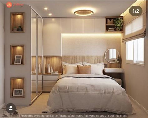 Multi-Functional Furniture for Small Bedroom Spaces Hacks For Small Bedrooms, Small Modern Bedroom, Bedroom Built Ins, Bedroom Decoration Ideas, Small Bedroom Interior, Small Bedroom Furniture, Bedroom Cupboard, Small Room Design Bedroom, Condo Interior