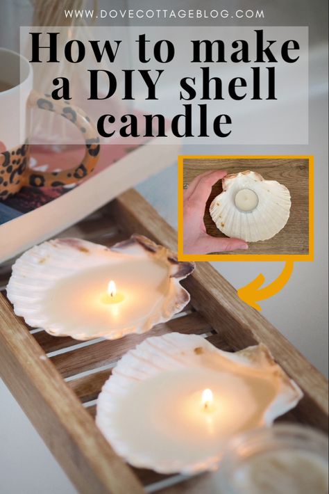 How to create a shell candle using a scallop shell and some tealights. Simple DIY craft project tutorial you can complete at home on a budget. Stylish on trend candle perfect for styling your bathroom with #diyhomedecor #shellcraft #shellcandles #crafting Shell Candles Diy, Easy Crafts For Teens, Diy Crafts For Teen Girls, Seashell Candles, Desk Diy, Diy Crafts For Teens, Crafts For Teens To Make, Diy Simple, Seashell Crafts