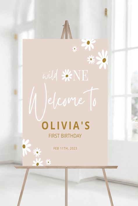 EDITABLE Daisy Floral Birthday Party Welcome To Sign Multiple sizes, Boho Girl Birthday Party INSTANT DOWNLOAD First Birthday Girl Daisy Theme, Welcome To Sign, 6th Birthday Girls, Chic Birthday Party, Boho Birthday Party, 1st Birthday Party For Girls, Baby Birthday Decorations, Floral Birthday Party, One Year Birthday