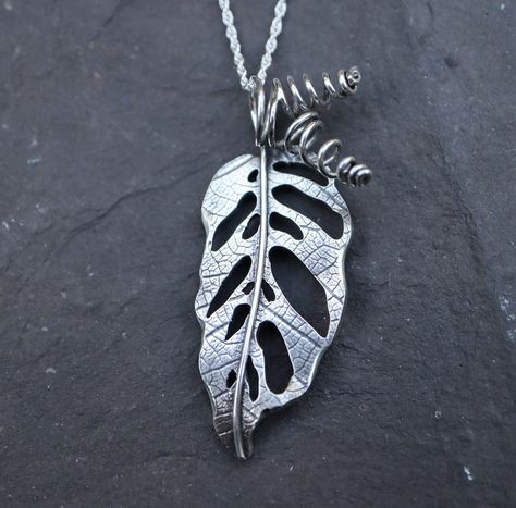 Monstera Adansonii Necklace Adansonii Leaf Gift for Her | Etsy Monstera Adansonii, Flower Resin Jewelry, Real Leaf, 3d Jewelry, French Wire Earrings, Silver Clay, Striped Cat, Metal Clay Jewelry, Precious Metal Clay