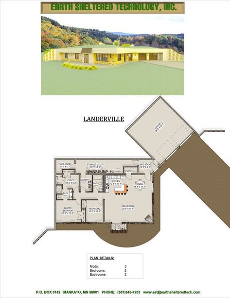 Earth Sheltered Technology - Earth Home, Floor Plans Bermed House, Earthship House, Earthship Home Plans, Dogtrot House, Hobbit Homes, Earth Ship, Underground Greenhouse, Underground House, Earth Sheltered Homes