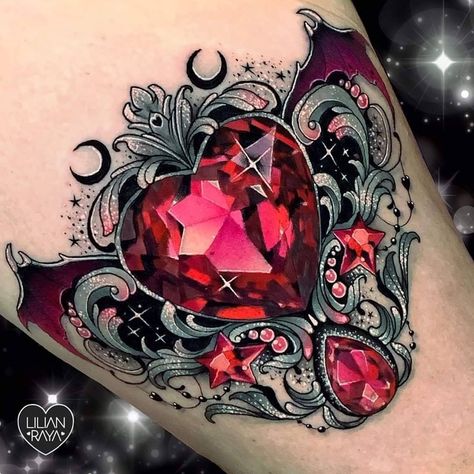 Gem Tattoo, Jewel Tattoo, Diamond Tattoos, Disney Tattoo, Geniale Tattoos, Tattoo Girls, Lace Tattoo, Lotus Tattoo, Tattoo Feminina