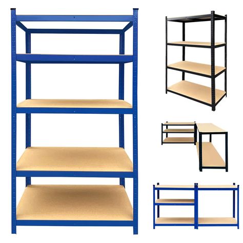 PRICES MAY VARY. 【High Quality Material】Color: Black; Material: Steel and MDF; Size: 5 Shelves, Standard: H148 x W70 x D30cm Approx; Each panel can hold up to 150kg; Total capacity 750KGS; Made of heavy duty steel and MDF board made. 【Multifunctional Shelves】---Our blue 5-tier shelf is different from other ordinary bookshelves, combining artistic elements with practical functions. Open shelving designs provide a great place to display decorations like books, family photos, potted plants, cutlery Rack Shelves, Heavy Duty Shelving, Garage Storage Shelves, Metal Shelving, Metal Storage Racks, Metal Shelving Units, Shelving Storage, Steel Shelving, Shelving Design