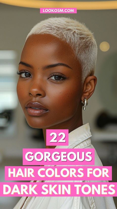 22 Hair Colors for Dark Skin Tones to Try Today Strawberry Blonde 4c Natural Hair, Light Brown Twa Natural Hair, Dyed Bald Hair Black Women, Texture And Tones Hair Color Clairol, Hair Color Rinse Black Women, Light Pink Hair On Black Women, Blonde Hair Color For Dark Skin, Short Coloured Hair Black Women, How To Find The Right Hair Color For You