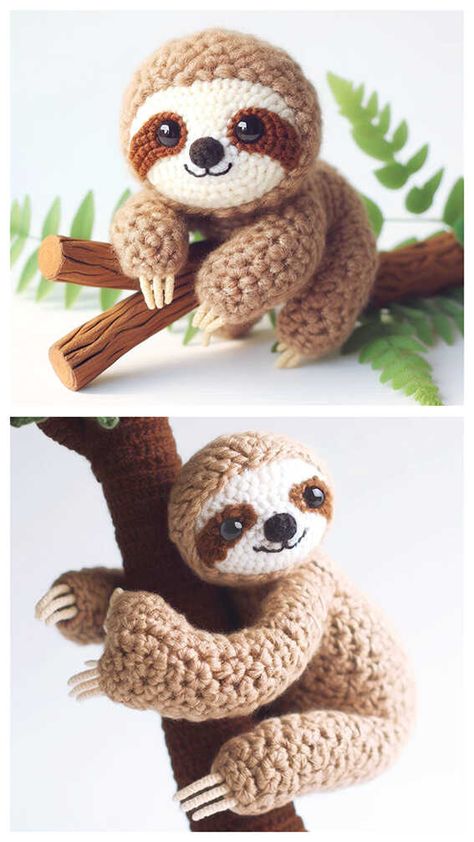 Cute Sloth Crochet Pattern Free, Crochet Sloth Amigurumi, Amigurumi Free Pattern Sloth, Crochet Sloths Free Pattern, Easy Crochet Sloth Pattern Free, Sloth Amigurumi Pattern, Crocheted Sloth Free Pattern, Amigurumi To Sell, Small Sloth Crochet Pattern Free