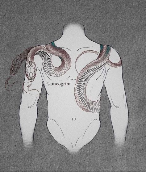 Snake tattoo Long Tattoos, Tattoo Snake, Snake Tattoo Design, Chest Piece Tattoos, Dark Art Tattoo, Tattoo Style Drawings, Japanese Tattoo Art, Dark Tattoo, Snake Tattoo