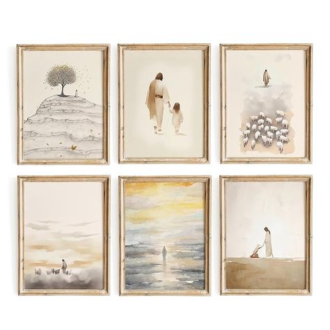 Amazon.com: ESSEN Life Christian Wall Art Set of 6, Jesus Wall Decor, Bible Stories Scripture Wall Art, Christian Wall Decor, Sunday School Decorations for Classroom, Christian Gifts for Women (8"x10" UNFRAMED) : Handmade Products Jesus Wall Decor, Sunday School Decorations, Hallway Wall Art, God Bible, Religious Artwork, Hallway Wall, Religious Wall Decor, Christian Gifts For Women, Christian Posters