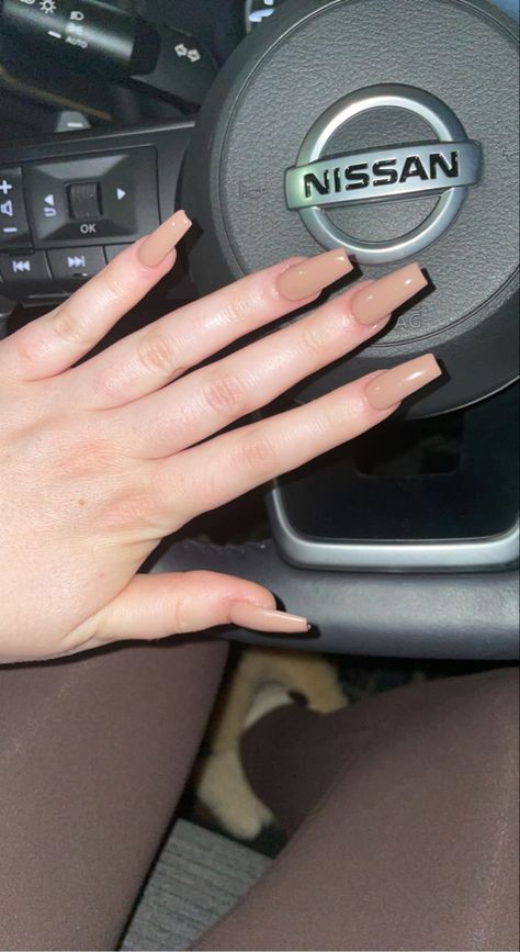 Beige Nails Square, Light Brown Square Nails, Light Brown Nails, Gel Ideas, Beige Nail, Tan Nails, Acrylic Nails Nude, Beige Nails, Short Square Acrylic Nails