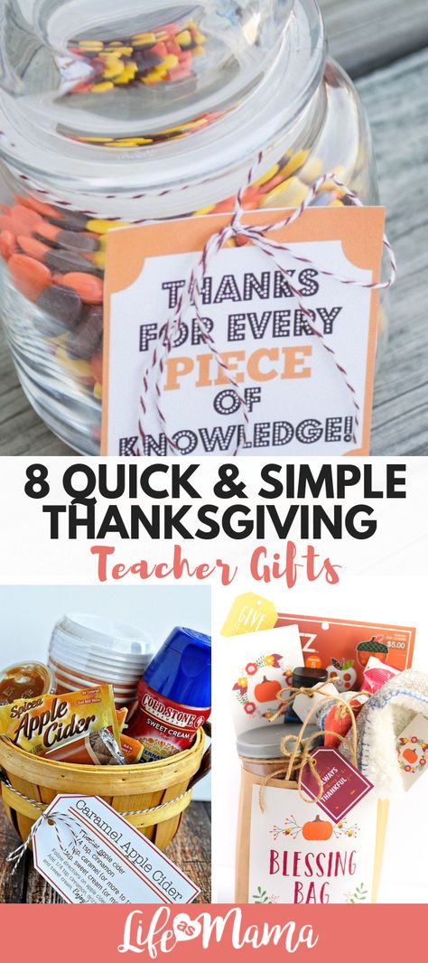 8 Quick & Simple Thanksgiving Teacher Gifts #thanksgiving #teachergifts #giftideas #thanksgivinggifts #hostessgifts Teacher Gifts Thanksgiving, Thanksgiving Gifts For Teachers, Thanksgiving Teacher Gifts, Thanksgiving Gifts Diy, Thanksgiving Gift Ideas, Teacher Thanksgiving, Homemade Teacher Gifts, Gift Ideas For Teachers, Gifts In A Jar