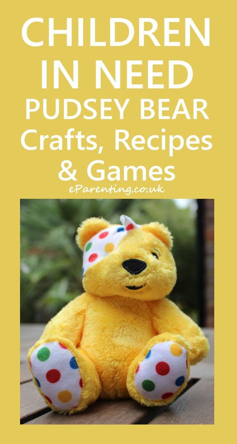 Recipes, crafts & games for BBC Children In Need, with Pudsey Bear activities for the annual fundraising event for the UK charity Children In Need which supports children across the UK. #pudseybear #childreninneed Children In Need Crafts, Children In Need Activities, Teddy Bear Eyfs Activities, Pudsey Bear Crafts, Bear Hunt Activities Eyfs, Children In Need Crafts Pudsey, Children In Need Activities Eyfs, Pudsey Bear Activities Eyfs, Pudsey Bear Activity