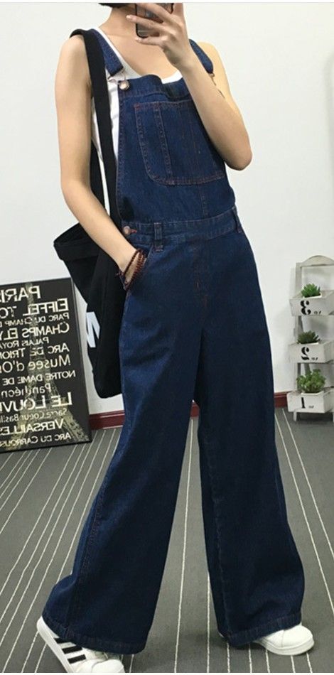 831c2f88a604a07ca94314b56a4921b8desc53047483ri Sweater Over Jumpsuit, Womens Denim Overalls, Cotton Overalls, Spring Denim, Outfit Korean, Suspender Pants, Jumpsuit Outfit, Pants Loose, Women Pants