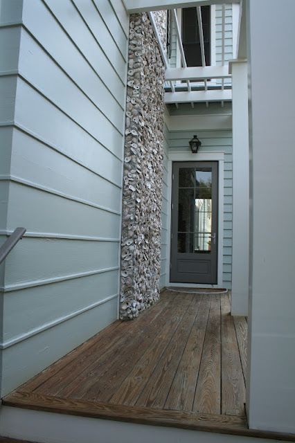 Idea for my future beach house: chimney stack covered in oystershells Horizontal Board And Batten, Cottage Coastal Decor, Houston Homes, Board Batten, Cladding Design, Fireplace Cover, Sitting Rooms, Home Exterior Makeover, Exterior Makeover