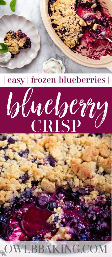 Frozen Blueberry Recipes, Blueberry Dessert Recipes, Blueberry Crisp Recipe, Blueberry Desserts Recipes, Pear Crisp, Cheesecake Oreo, Blueberry Crisp, Blueberry Topping, Fruit Crisp