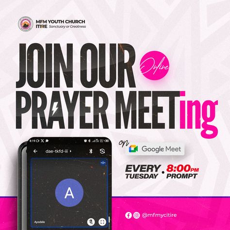 Prayer Meeting Flyer Design, Meeting Flyer Design, Media Ministry, Sermon Graphics, Graphic Design Inspiration Poster, Church Flyer Design, Christian Graphic Design, Online Prayer, Church Media Design