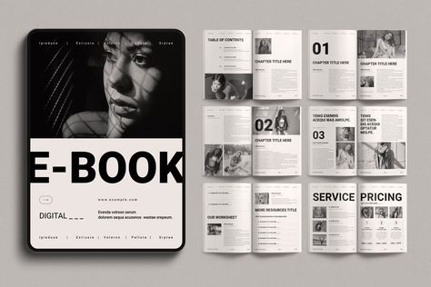 Digital Ebook Layout Design Template by TemplatesForest on @creativemarket E Book Design Layout Templates, E Book Design Layout, Ebook Designs Layout, Ebook Design Layout, Digital Marketing Books, Ebook Layout, Mobile Layout, Ebook Template Design, Ebook Design