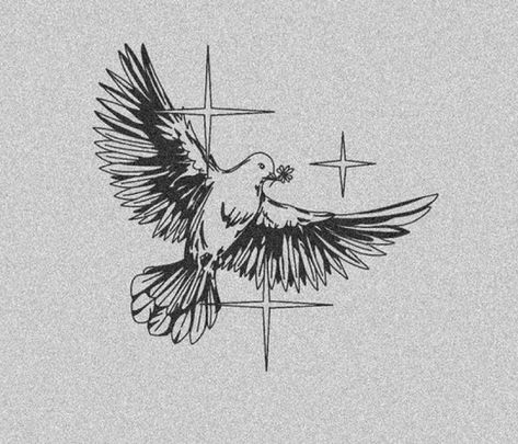 Heaven Birds Tattoo, Bird Angel Tattoo, Two Doves Tattoo Design, Christian Bird Tattoo, Black And White Flash Tattoo, Dove Tattoo Men, Protect Your Peace Tattoo, Christian Tattoos Men, Tattoo Ideas Males