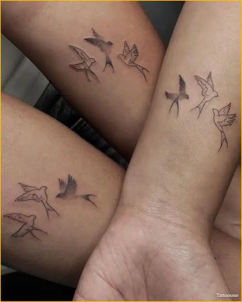 51+ Cute & Small Matching Sibling Tattoos To Show Your Love 5 Sibling Tattoo Ideas, Family Of 3 Matching Tattoos, Sibling Tattoos For Two Sisters, Three Sibling Tattoos Simple, Sibling Tattoos For 3 Sisters, Cute Sister Tattoos For 3, Tattoo Ideas For 3 People, Sisters Tattoo For 4 Siblings, Lost Sibling Tattoo