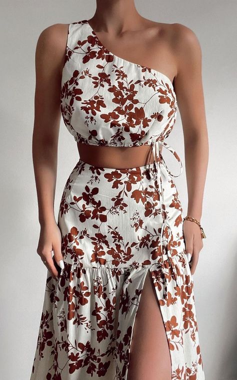 Crop Top And Midi Skirt, Midi Skirt Set, One Shoulder Crop Top, Top Skirt Set, Shoulder Crop Top, Classy Dress, Two Piece Dress, Two Piece Set, Metropolis