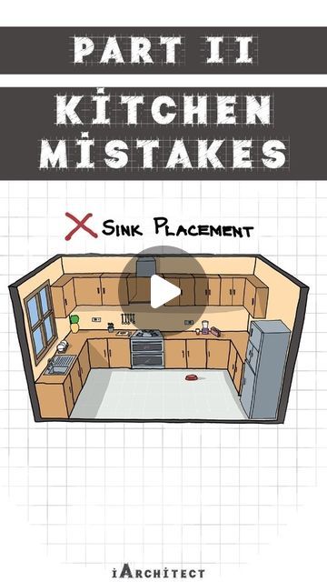 2.5M views · 79K likes | iArchitect - Architecture & Design on Instagram: "Kitchen Mistakes Part -II Sink placement mistakes to avoid.  1. No counter space between sink and stove 2. Placing sink and dishwasher too apart  3. Not enough counter space beside the kitchen . . . . #architects #sinkdesign #architecturestudent #interiordesign #interiordesigner #kitchendesign #kitchendecor #kitchenhack #kitchenlayout #sink #sinkplacement #homedesign #homestyle #home" Kitchen Stove Next To Sink, Kitchen Sink Beside Stove, Sink At End Of Kitchen Counter, Kitchens With 2 Sinks, Extra Sink In Kitchen, Sink Facing Wall Kitchen, Stove For Kitchen, Kitchen Sink And Cabinet Ideas, Kitchen Countertops Small Space