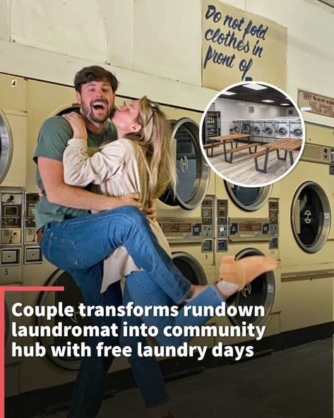 Erin and Jon Carpenter bought an old laundromat and turned it into a cool community hub where people can have fun while doing their laundry. #laundry #laundromat #transformed #community Coin Laundromat, Dream Community, Laundromat Business, Places In Tokyo, Laundry Business, Community Hub, Commercial Laundry, Community Show, Laundry Mat