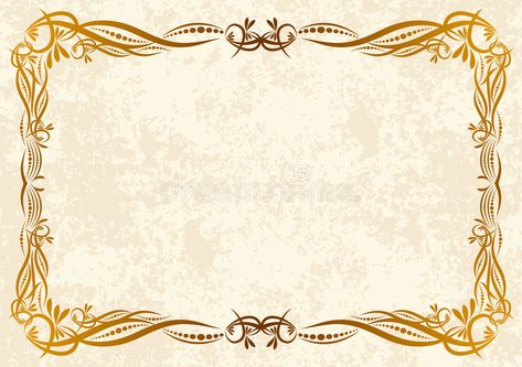 Gold Border Design, Silhouette Cameo Free, Frames Design Graphic, Certificate Border, Art Certificate, Molduras Vintage, Certificate Background, Gold Wallpaper Background, Wedding Certificate