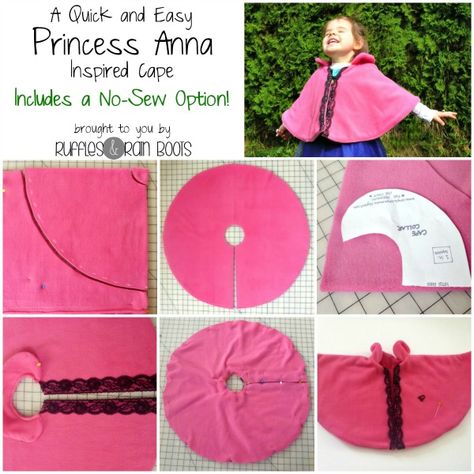 Anna Cape, Cape Bebe, Cape For Kids, Costume Chevalier, Costume Ideas For Kids, Princess Cape, Diy Cape, Costume Couple, Projek Menjahit