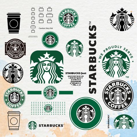 Starbucks Illustration Design, Starbucks Logo Printable, Coffee Cubby, Coffee Logo Design Ideas, Starbucks Stickers, Starbucks Logo Svg, Starbucks Crafts, Starbucks Design, Starbucks Svg