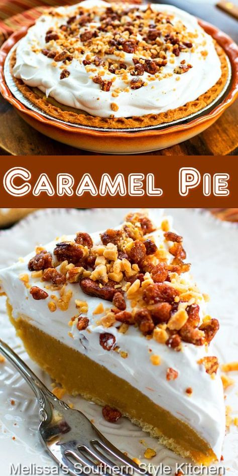 Caramel Pie Recipe, Thanksgiving Desserts Pie, Flaky Pie Crust Recipe, Thanksgiving Pie Recipes, Caramel Pie, Retro Desserts, Homemade Custard, Butter Caramel, Thanksgiving Desserts Easy