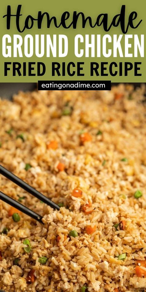 Ground Chicken Fried Rice, Homemade Ground Chicken, Manchurian Rice, Ground Chicken Recipes Easy, Microwave Chicken Recipes, Ground Chicken Casserole, Ground Chicken Recipes Healthy, Use Leftover Rice, Chicken Fried Rice Recipe Easy