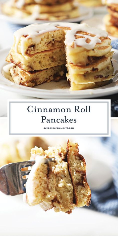 Hungry Jack Pancakes, Cinnamon Swirl Pancakes, Cinnamon Roll Pancakes Recipe, Lemon Poppyseed Pancakes, Homemade Pancake Mix, Yummy Pancake Recipe, Cinnamon Roll Pancakes, Cinnamon Pancakes, Cream Cheese Glaze