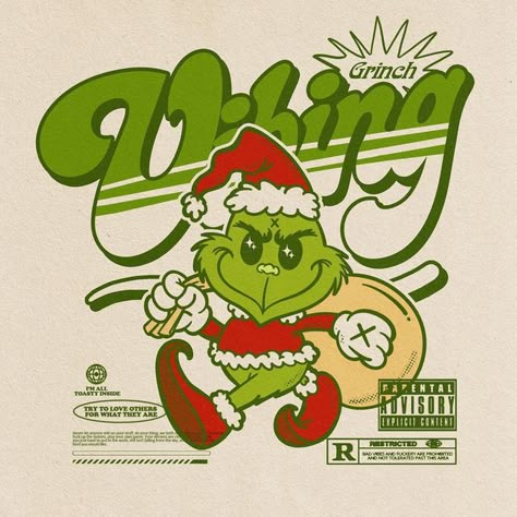 Christmas Grinch Shirt, Christmas Retro Illustration, Cute Christmas Graphics, Cartoon Grinch Wallpaper, The Grinch Poster, Grinch Shirt Ideas, Grinch Christmas Shirts, Grinch Poster, Grinch Illustration