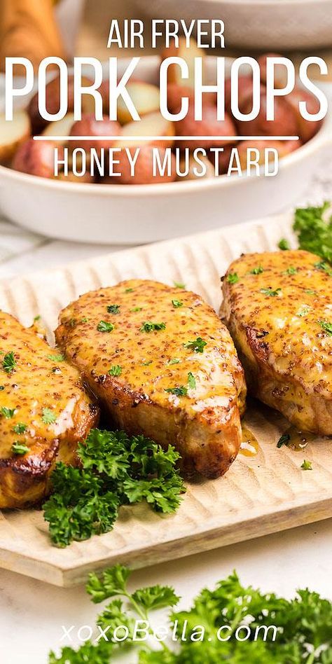 image of mustard pork chops Air Fryer Dijon Mustard Pork Chops, Thick Pork Chop Recipes Air Fryer, Pork Chop Airfryer, Pork Hops In Airfryer, Thick Pork Loin Chops Recipes Boneless, Pork Loin Chops Recipes Air Fryer, Air Fryer Thick Pork Chops Boneless, Air Fryer Pork Chops Boneless Easy, Pork Chop Recipes Honey Mustard