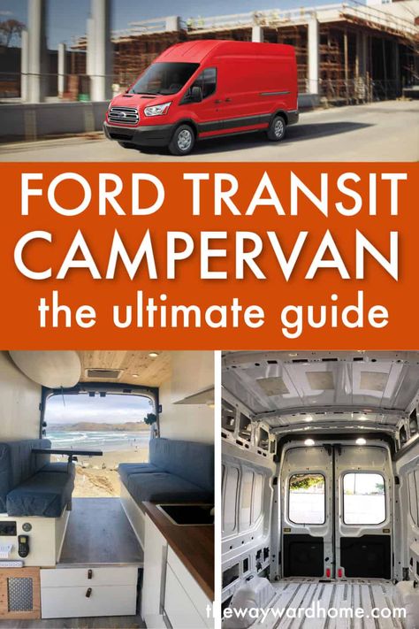 A Ford Transit is a great choice for a camper van conversion. They are cheaper than Mercedes Sprinters, and are easy to drive and maneuver. Check out why you night want to consider a Ford Transit camper van. #thewaywardhome #vanlife #campervan #vanbuild #vans #camping #camper Iveco Daily Camper, Ford Van Conversion, Transit Camper Conversion, Ford Transit Camper Conversion, Transit Conversion, Transit Camper Van, Ford Transit Connect Camper, Ford Transit Conversion, Transit Connect Camper