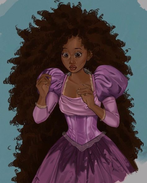 @afrosamucry on Instagram: “💜Draw Rapunzel in your style!!💜 First of all thank you everyone for 1.9k!😭I really appreciate the support honestly. Thank you guys so…” Princess Gowns, Dark Purple Aesthetic, Black Princess, Princess Drawings, Black Cartoon Characters, Afrocentric Art, Black Characters, Black Anime Characters, I Really Appreciate