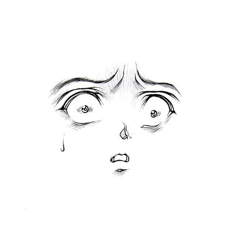 Scared Face Drawing, Anime Shocked Face, Scared Eyes, Scared Expression, Eyes Drawing Anime, Mata Manga, Scared Face, Facial Expressions Drawing, Anime Face Drawing