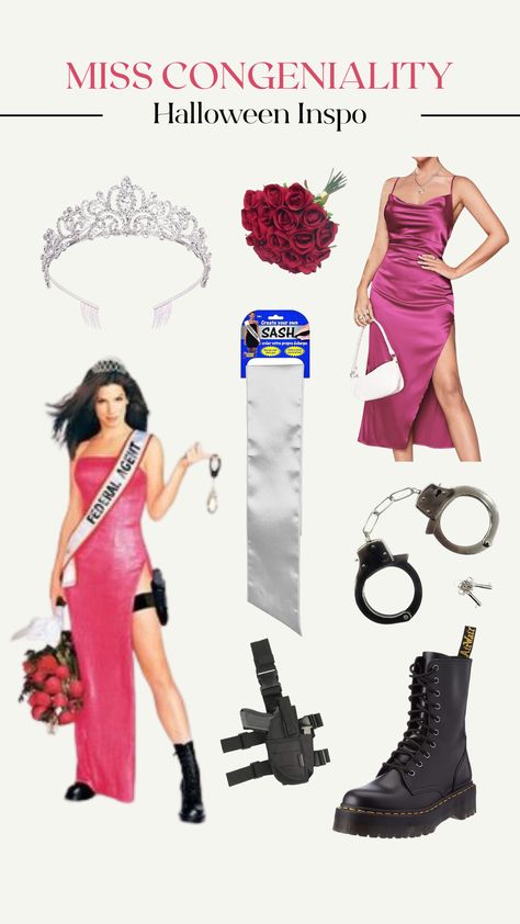 Click to shop my amazon storefront! Cute Halloween Costume Inspo! Unique Halloween Ideas! Miss Congeniality Halloween Costume, Ms Congeniality Costume, Miss Congeniality Costume, Chic Halloween Costume, Halloween Aesthetics, Cute Halloween Costume, Happy Halloweenie, Miss Congeniality, Chic Halloween