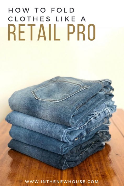 the right way to fold shirts and pants Jeans Storage Ideas, Fold Shirts, Diy Dresser Drawers, Jeans Storage, Denim 2024, How To Fold Jeans, Clothes Folding Board, Folding Tips, Jean Organization