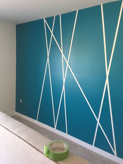 Pola Cat Dinding, Wall Paint Patterns, Tape Wall, Wall Painting Ideas, Diy Wall Painting, Accent Wall Paint, Room Wall Painting, Diy Accent Wall, Bedroom Wall Designs