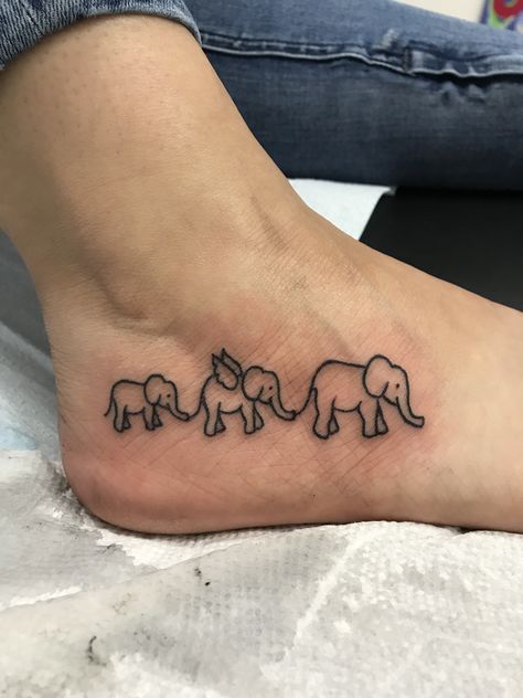 Elephant Wings Tattoo, Elephant Tattoos With Angel Wings, Angel Sibling Tattoo, Three Elephants Tattoo, Tattoos For A Lost Sibling, Tattoo Ideas Siblings Three, Elephant Angel Tattoo, Tattoos For Lost Siblings, Tattoo For Lost Sibling