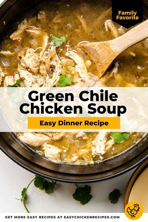 Turn up the heat with hearty Green Chile Chicken Soup! Simple to make and bursting with vibrant Mexican flavors, this recipe is a keeper. Green Enchilada Chicken Soup Keto, Green Chilies Chicken, Easy Green Chili Chicken Soup, Chicken And Green Chili Soup, Green Chile Chicken Soup Crockpot, Green Salsa Chicken Soup, Green Chili Chicken And Potato Soup, Green Chile Chicken Chili, Chicken Green Chili Soup Recipes