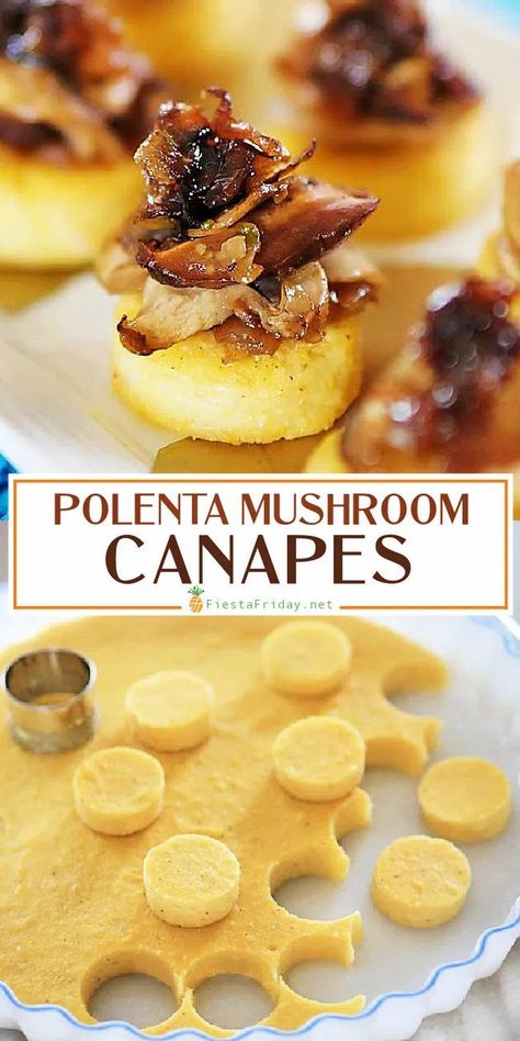 Mushroom Canapes, Polenta Mushroom, Hearty Appetizers, Canapes Recipes, Fest Mad, Läcker Mat, Party Food Appetizers, Food Platters, Polenta