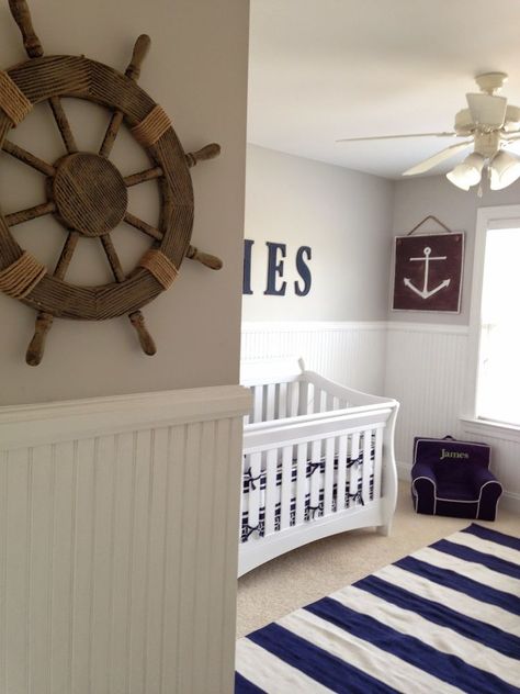 Sailor Nursery, Nautical Baby Room, Nautical Nursery Boy, Nursery Makeover, Boy Bedrooms, Sailor Baby, Nautical Nursery Decor, Baby Room Themes, Fun Nursery