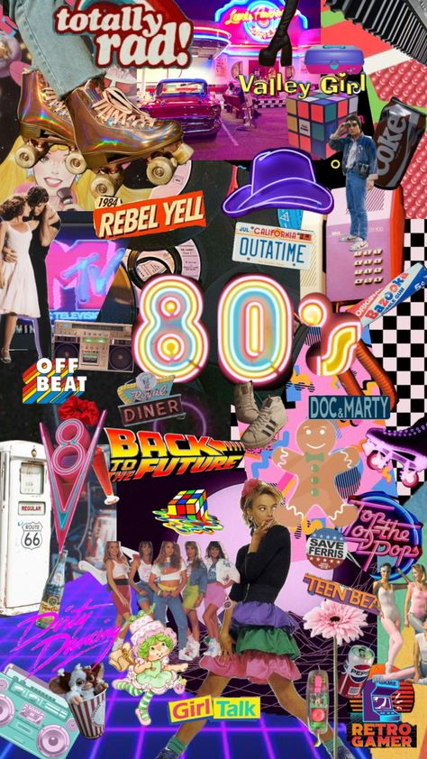 In honor of #80followers 🥳🥳🥳 Decade Aesthetic, 80s Aesthetic Wallpaper, 1980s Aesthetic, 80s Poster, Angel Tarot Cards, 3d Collage, Sassy Wallpaper, Oliver And Company, 80s Theme