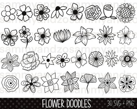 Different Types Of Flowers To Draw, Small Flower Doodles, Doodle Flowers Simple, Simple Flower Clipart, Easy Floral Doodles, Floral Motifs Pattern, Flower Doodles Easy, Minimalist Flower Drawing, Simple Flower Doodles